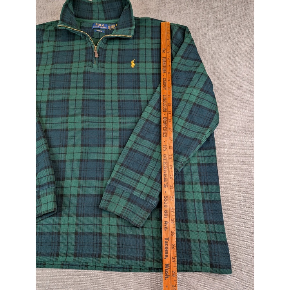 Polo Ralph Lauren Pullover Mens XXL Green Plaid 1/4 Zip Estate Rib Sweatershirt - Picture 5 of 7